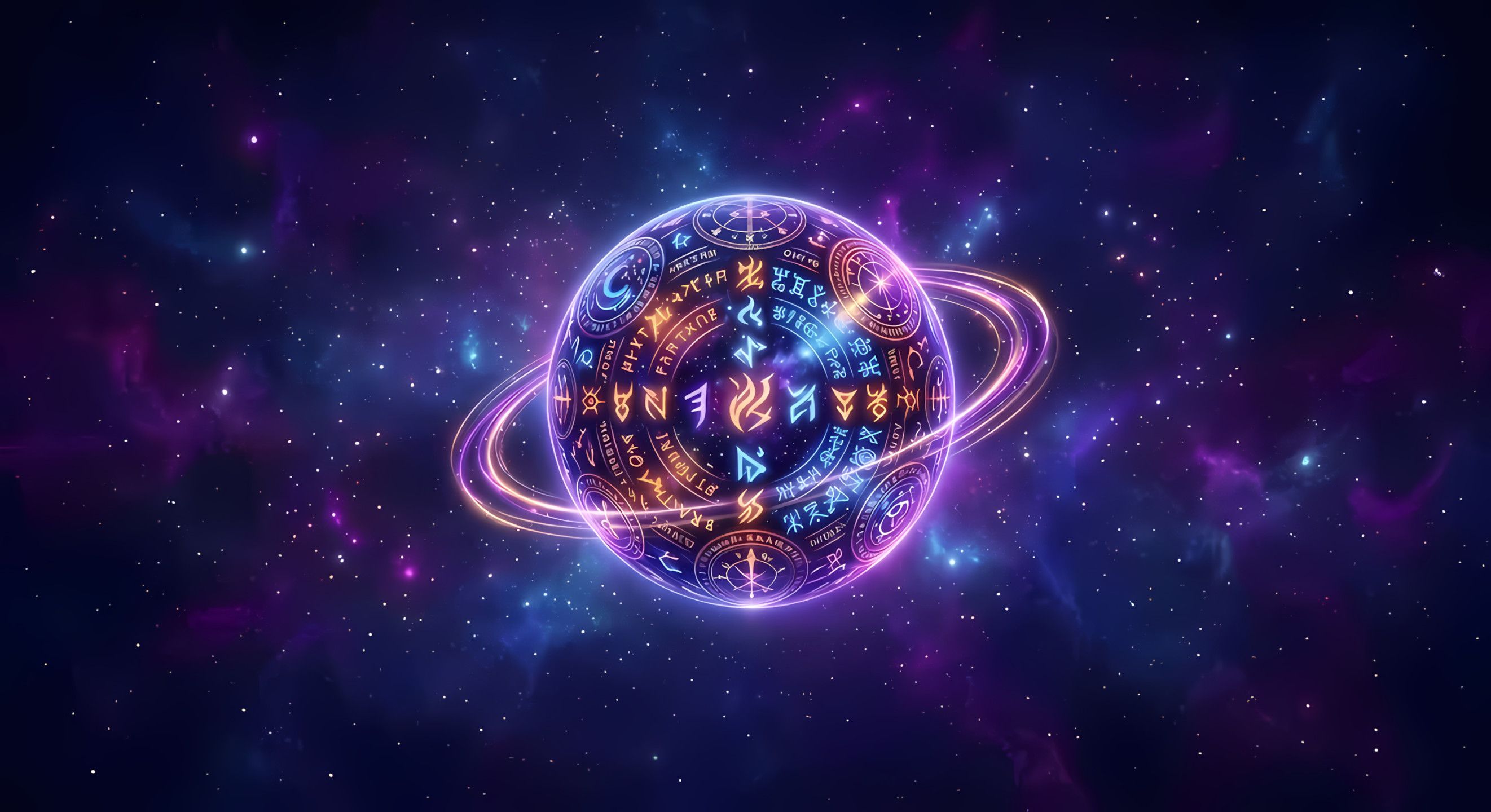 A glowing Orb of Destiny surrounded by cosmic symbols, variant 1
